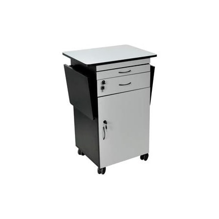 Luxor Luxor Wood Multimedia Workstation, 23-3/4inW x 18-7/8inD x 37-3/8inH, Gray/Black WPSDD3